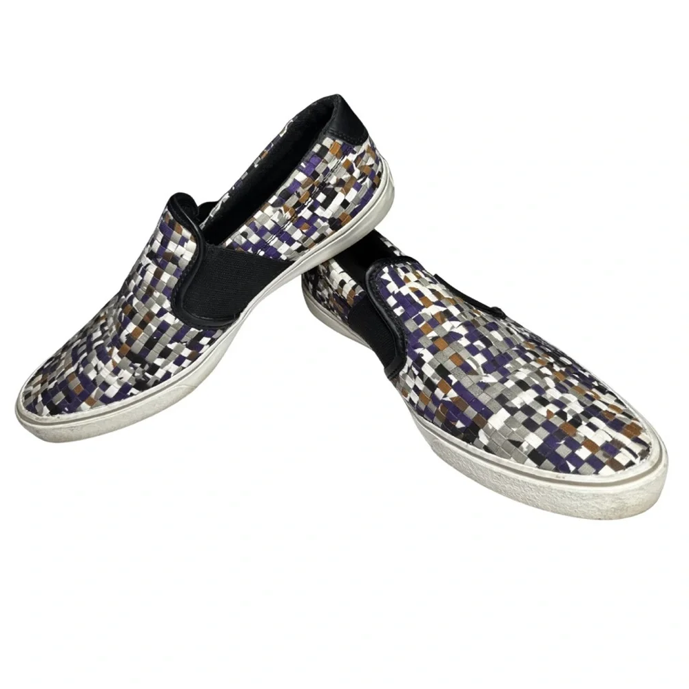 Clarks Gosling Step Loafers multicolored slip-on shoe woven textile design 8.5